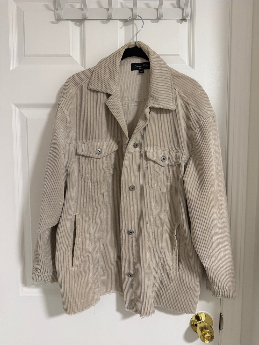 Linen Farm Beige Corduroy Shirt Jacket